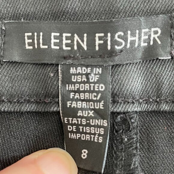 Eileen Fisher 5 Pocket Sleek Coated Waxed Organic Cotton Skinny Jeans Black 8 - Picture 9 of 13
